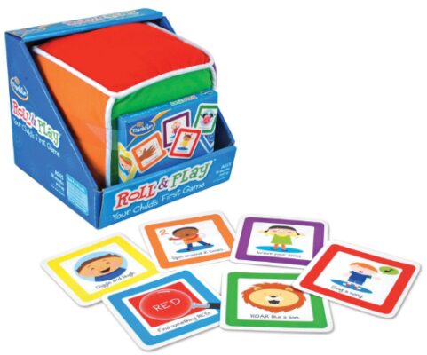 This is an image of Think Fun Roll and Play Game for Toddlers - Your Child's First Game! Award Winning and Fun for Parents and Kids
