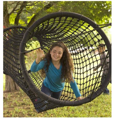 this is an image of a rope tunnel bridge for kids. 