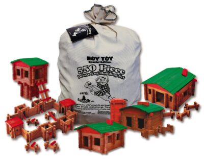 this is an image of a 550-piece log building set for kids.