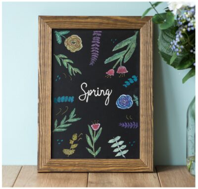 this is an image of a wooden magnetic chalkboard, perfect for home, wedding, farmhouse and restaurant decor. 