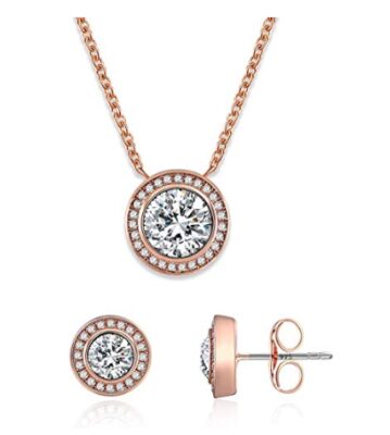 This is an image of a rose gold jewelry set for jr. bridesmaids. 