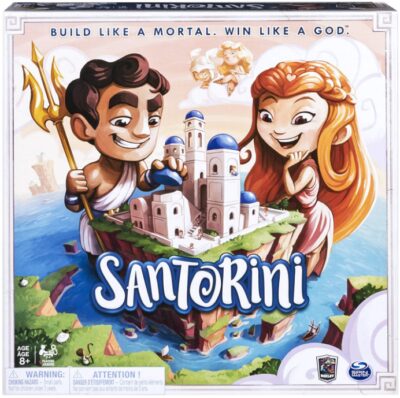 This is an image of stategy based board game named santorini for 9 years old kids and up