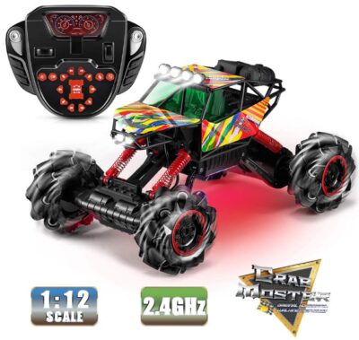 This is an image of monster truck with remote control in colorful colors