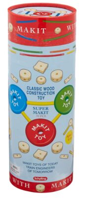 this is an image of a 70-piece classic wood construction toy for kids. 