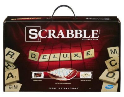 this is an image of a deluxe scrabble board game for teens and adults. 