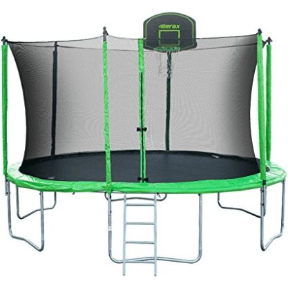 trampoline with basketball hoop