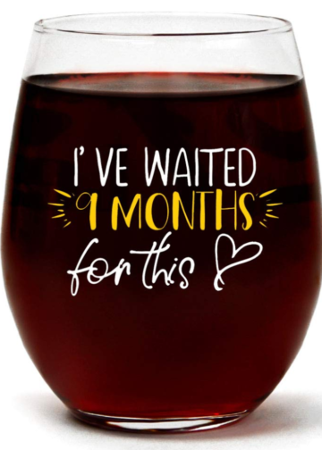 this is an image of a wine glass for a new mom