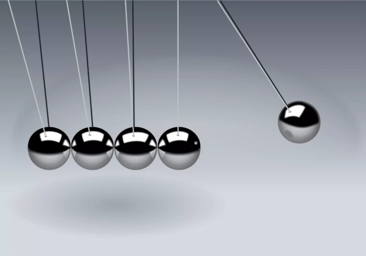 this is an image of a newton's cradle