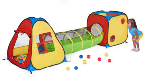 this is an image of a play tent with tunnel