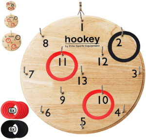 hookey ring toss family game with colored rings set