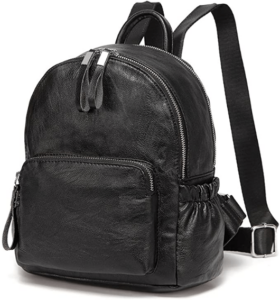 mini black leather backpack