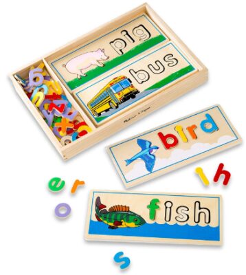 This is an image of kid's see and spell learning toy in different colors