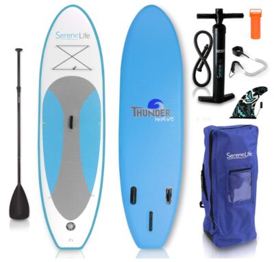 this is an image of a 6 Inches thick inflatable stand up paddle for kids, teens and adults.