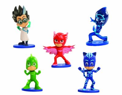 This is an image of a 5-piece PJ Masks toy figures set. 