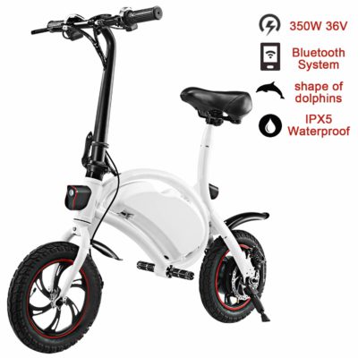 This is an image of a white waterproof folding ebike by Shaofu. 