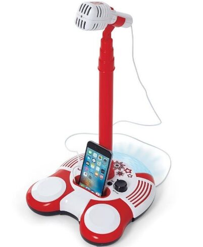 This is an image of red toy microphone for kids