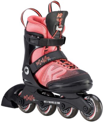 This is an image of kids roller blade skate in orange and black colors