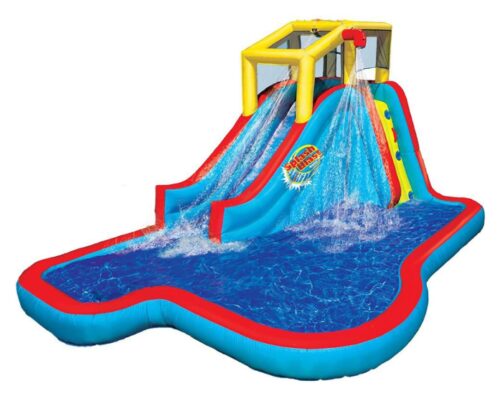 this is an image of a slide n soak splash park for kids. 