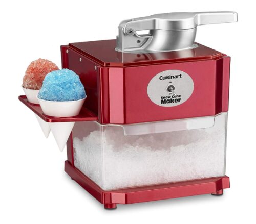 this is an image of a red snow cone make for family desserts. 