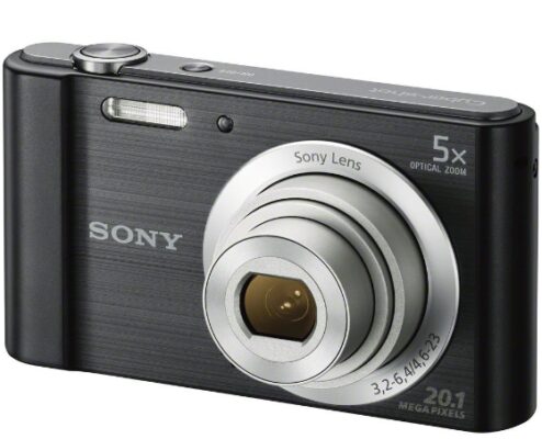 This is an image of Sony digital camera in black color