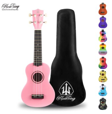 this is an image of a pink soprano ukulele for beginners. 