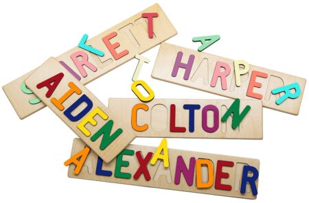 This is an image of kid's woodworks personalized name puzzle