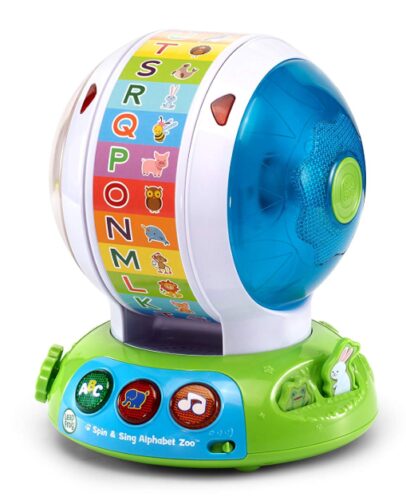 this is an image of a spin and sing alphabet zoo toy for toddlers. 