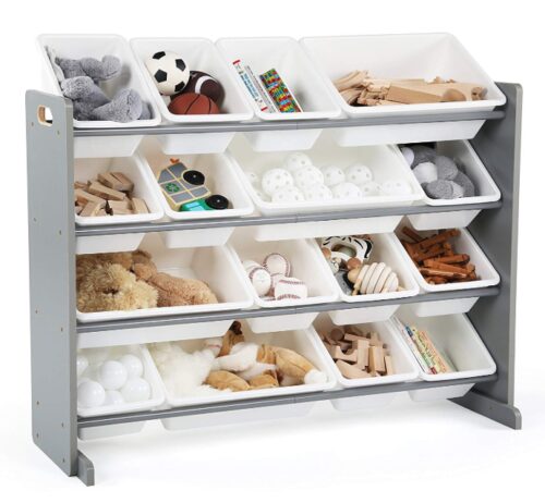 this is an image of a springfield collection supersized wood toy storage organizer for kids. 