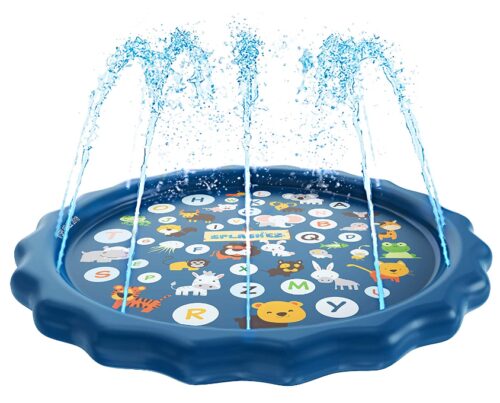 this is an image of a sprinkler with splash pad and wading pool for kids.