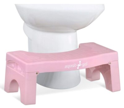 this is an image of a 7-inch pink squatting stool for kids. 