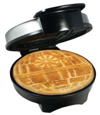  this is an image of a non-stick coated star wars waffle make. 