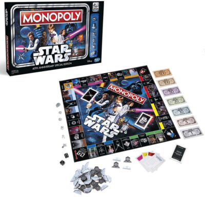 This is an image of kids board game star wars monopoly edition 