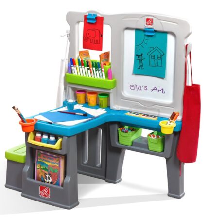 This is an image of a double-sided kid's art easel. 