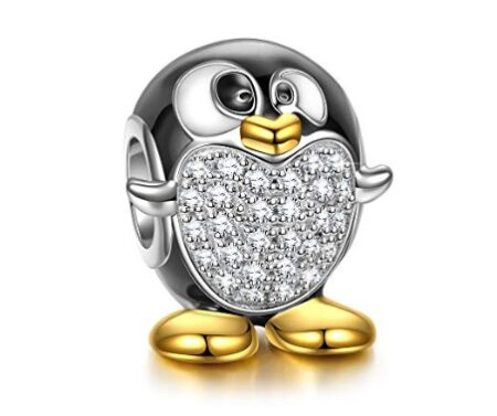 This is an image of a penguin charm for bracelets. 