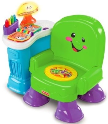This is an image of baby learning chair in green and purple color