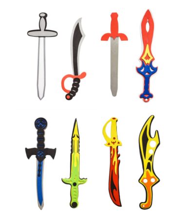 This is an image of a 8 pack assorted foam swords. 