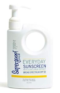 this is an image of a face and body sunscreen with spf 50 and sunflower extract. 