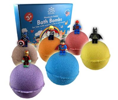 this is an image of a Superhero bath bomb for kids. 