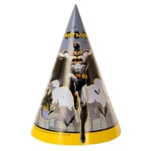 Superhero Cone Birthday Party Hat with batman gliding 