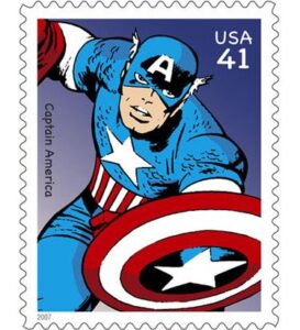 Superhero stamp with captain america 