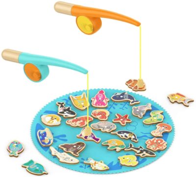 This is an image of boy's fishing game. Colorful colors