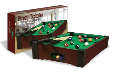 this is an image of a tabletop billiards for kids. 