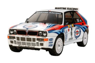 This is an image of a Lancia Delta Integrale RC Cars by Tamiya. 
