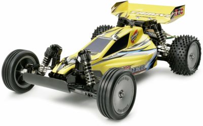 This is an image of a yellow rc tamiya.