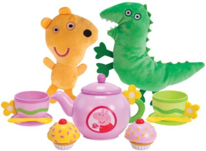 This is an image of kids tea party playset with animal toys 