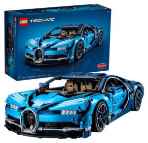 this is an image of a Technic Bugatti Chiron race car building kit and engineering toy for kids and adults.