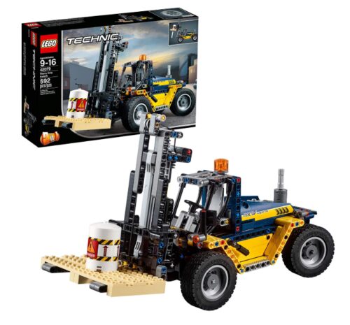 this is an image of a Technic heavy duty forklift building kit for kids and adults. 
