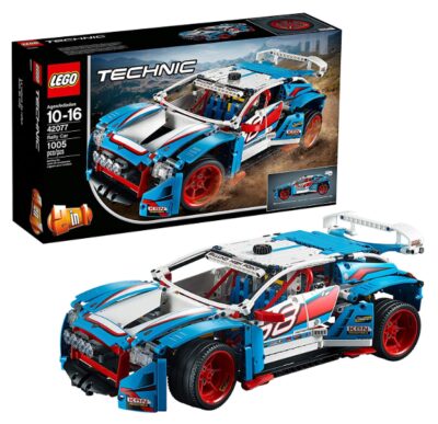 this is an image of a technic rally car building set for kids ages 10 to 16. 