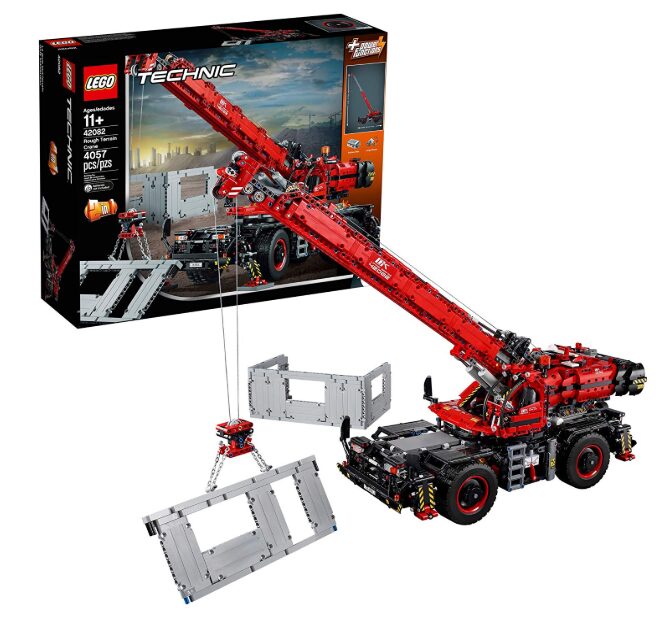 this is an image of a Technic rough terrain crane building kit for kids and adults. 