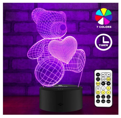 this is an image of a Teddy bear night light for kids. 